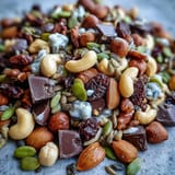 Wholesome Homemade Trail Mix with Dark Chocolate combining roasted nuts, chewy apricots, and rich cocoa chunks for a satisfying energy boost.