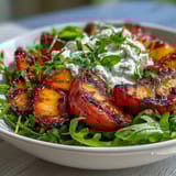 Grilled Peach Burrata Honey Salad
