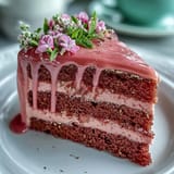 Blush pink Bridal Shower Rosé Velvet Cake with shimmering gold drip.