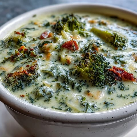 A hearty bowl of Roasted Broccoli Cheddar Soup served alongside crusty artisan bread and a napkin.