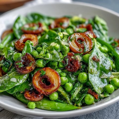 Bright Lemon Vinaigrette Spring Salad with crisp radishes and sweet peas in a zesty dressing.