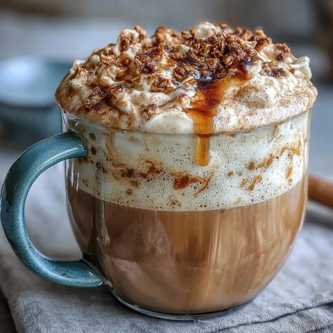 A cozy dandelion tea latte with oat milk and honey, featuring frothy steamed milk and a hint of spice.