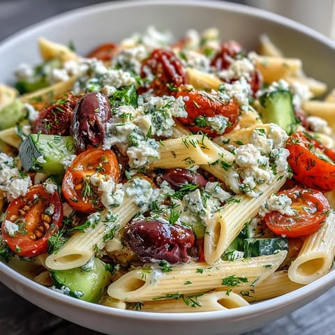 Summer Pasta Salad Greek Style