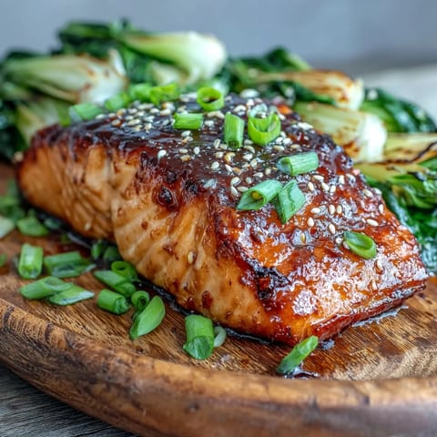 Savory miso-glazed salmon with vibrant, crisp sesame bok choy ready to serve.