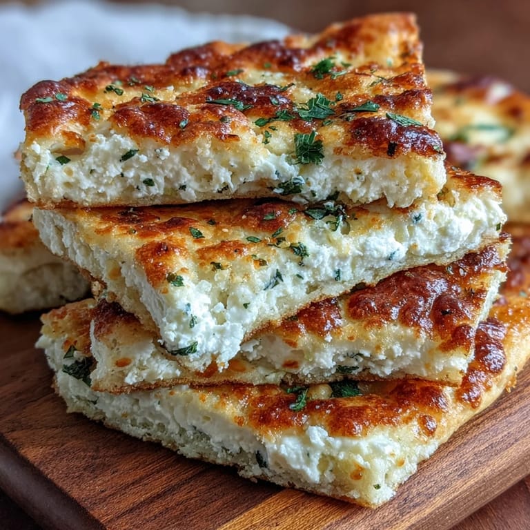 Freshly cooked Fluffy Cottage Cheese Flatbread stacked on a plate, perfect for wraps or dipping.
