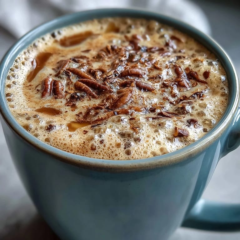 Silky dandelion tea latte with oat milk and honey, served in a mug with a light cinnamon garnish.