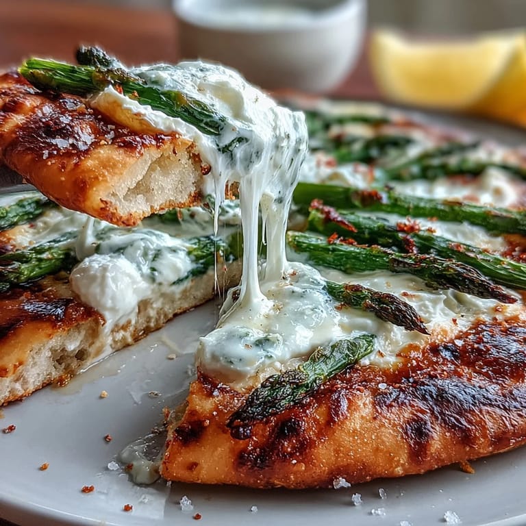 Enjoy this easy flatbread: asparagus, burrata, and fresh