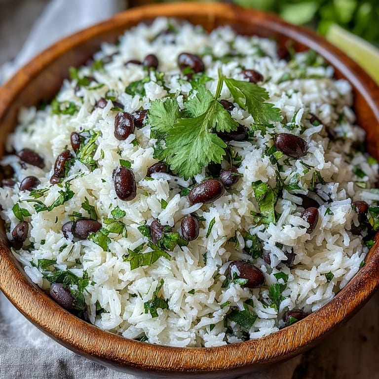 Zesty Coconut Lime Rice, a healthy vegetarian main with lime and herbs.