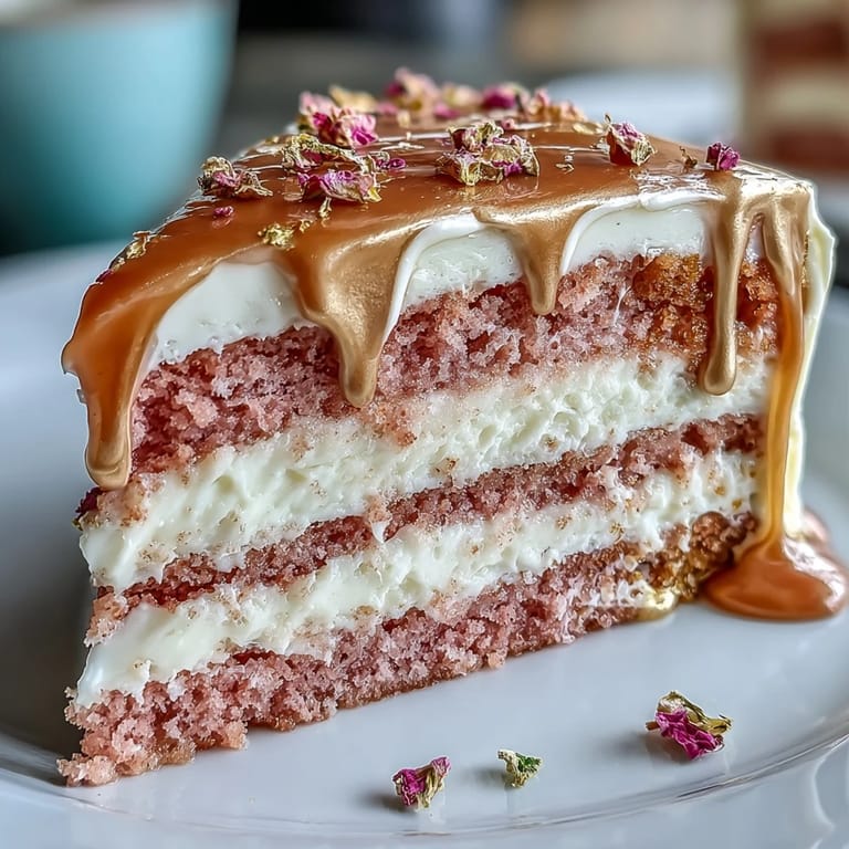 Elegant Bridal Shower Rosé Velvet Cake with a delicate rose-tinted frosting and edible gold accents.