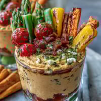 Portable snack cups filled with creamy hummus and crisp fresh vegetables for a healthy on-the-go treat.